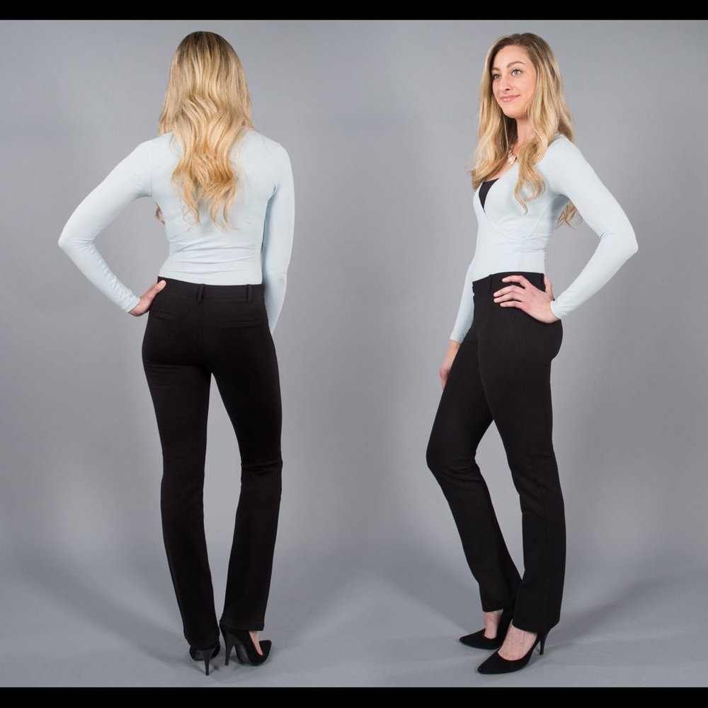 Betabrand Black Dress Pant Yoga Pants Straight Leg